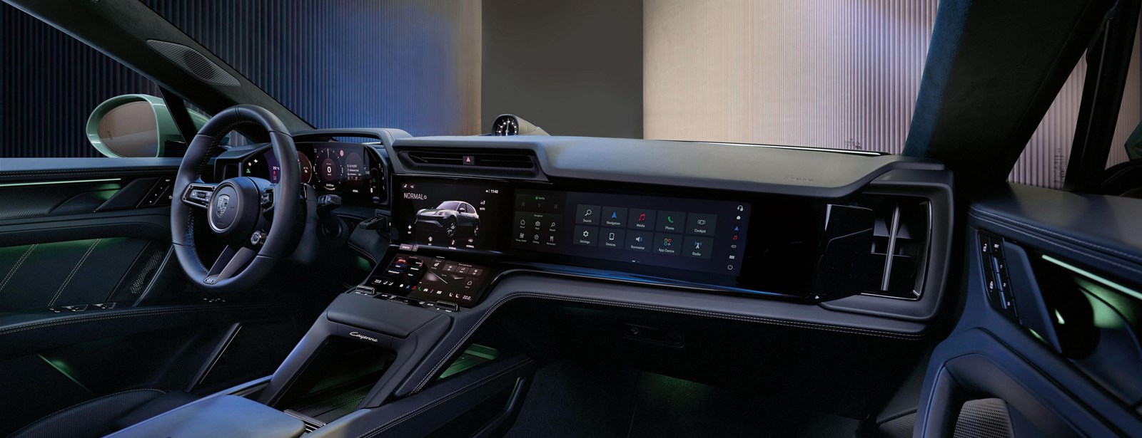 Driver Experience in de elektrische Porsche Cayenne biedt nieuwe functionaliteiten. 